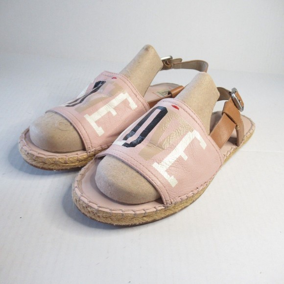 ED Ellen DeGeneres Valentines Wms Skylin Leather Open Toe Sandals Size 9.5. EUC - Picture 1 of 7